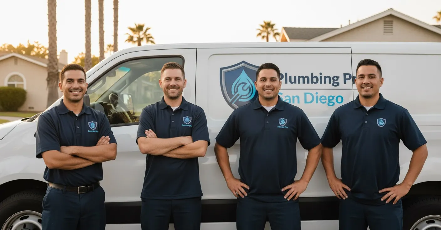 A plumber at a San Diego house with the water shut off